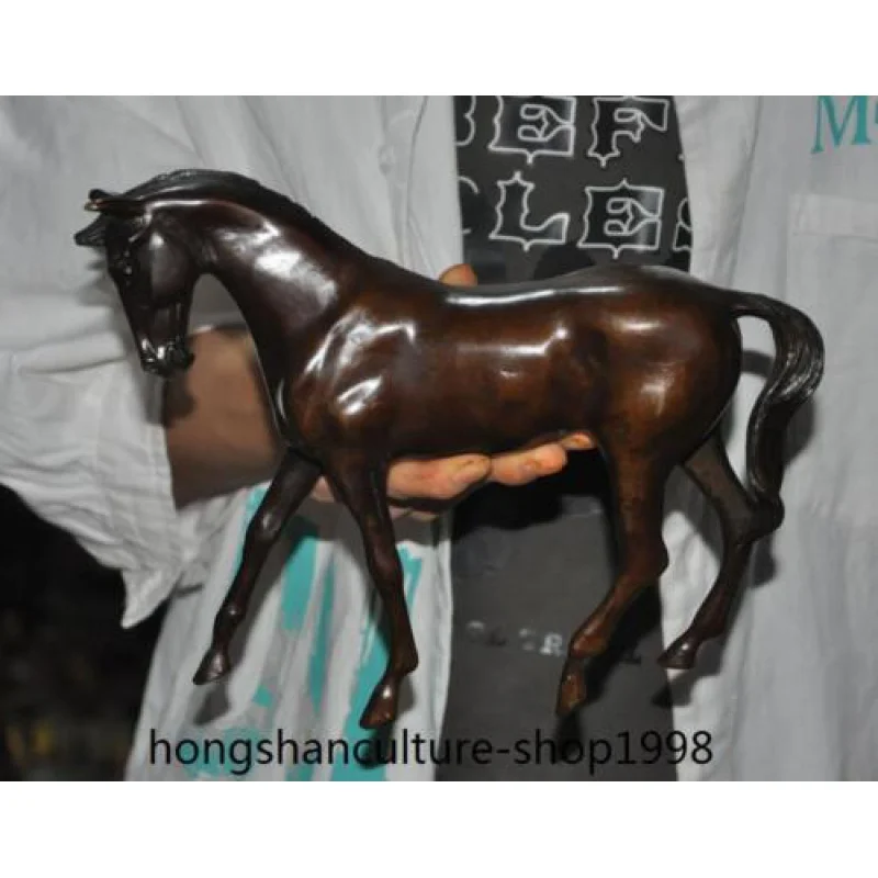 

8.4" China Ancient dynasty pure bronze Feng Shui wealth Lucky horse steed statue 21cm