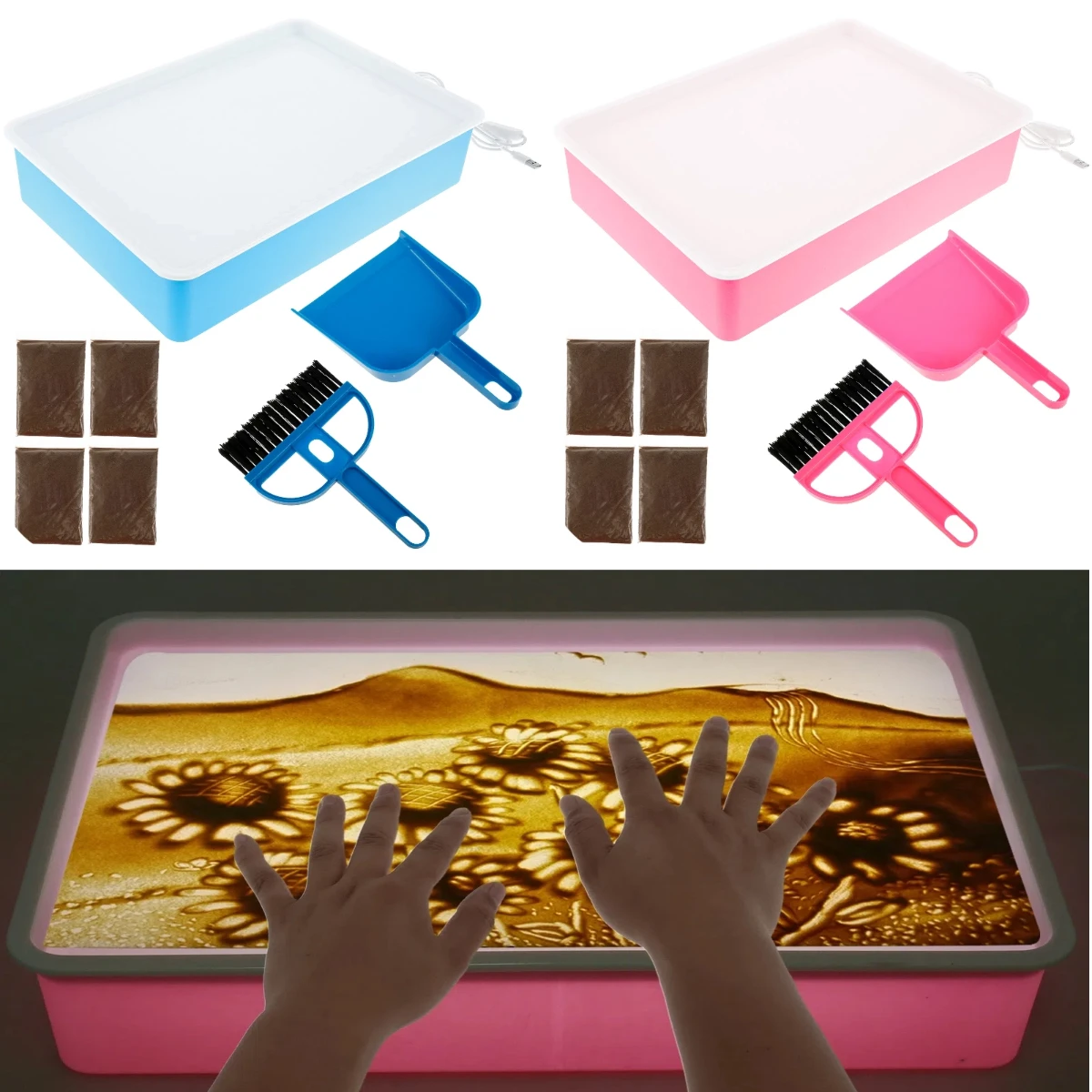 

Детская коробка для рисования песком ручной работы из АБС-пластика со встроенным светодиодным мягким светом, воображение песка, веселый набор для рисования ручной работы