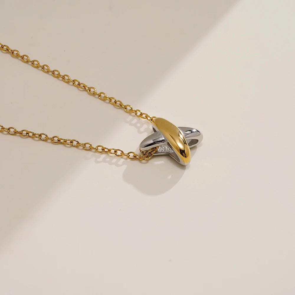 

ENFASHION Para Mujer Letter X Two Tone Color Pendant Necklace For Women's Stainless steel 18K Plated Gold Fashion Jewelry P3656