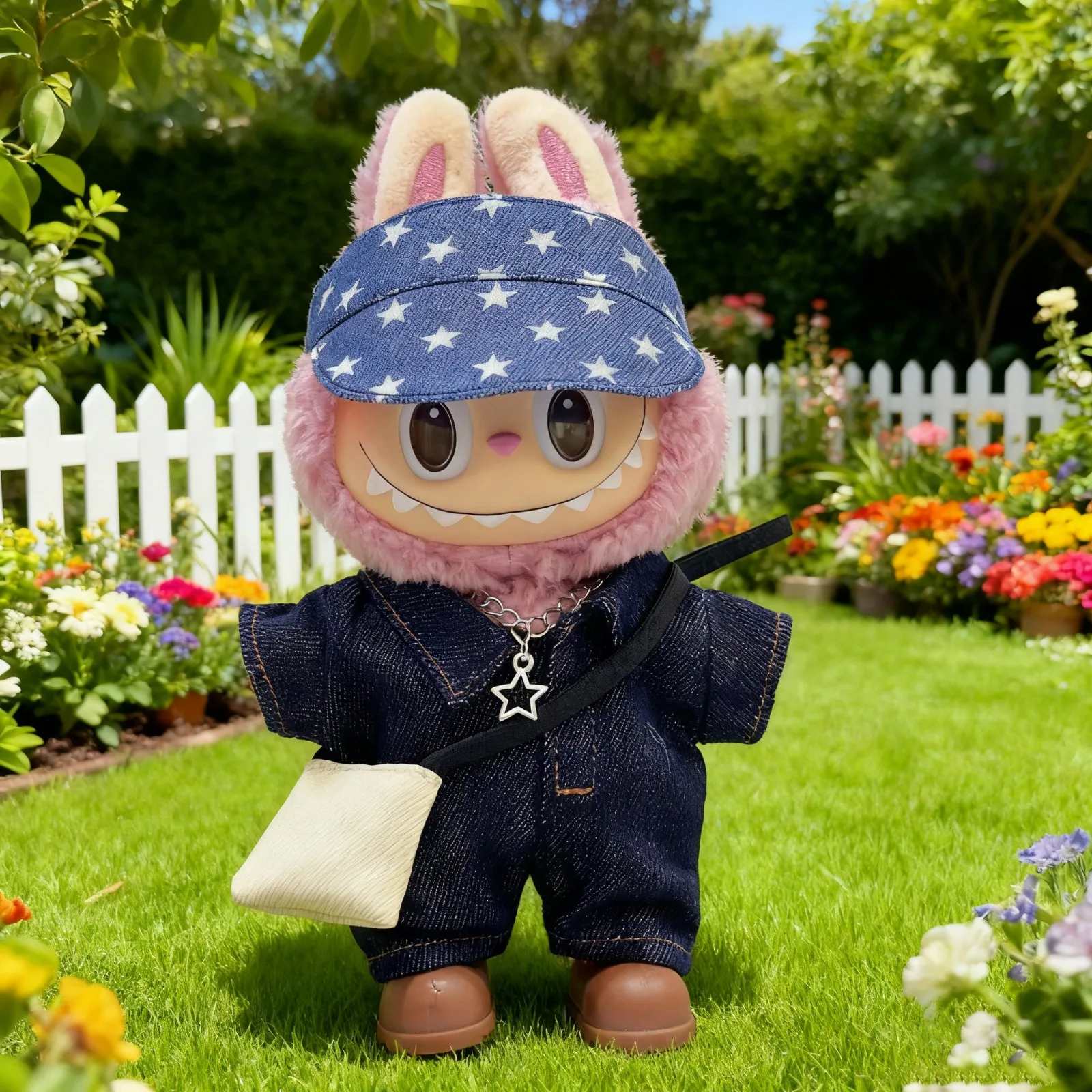 

Одежда для 17 см Labubu, дизайнерская одежда, крутые джинсовые джинсы, ожерелья, обувь, стильная кукольная одежда, комплект аксессуаров, подарок