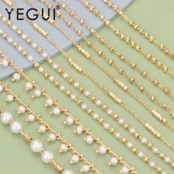YEGUI C79, 쥬얼리 액세서리, DIY 체인, 18k 금도금, 0.3 미크론, 진주, 수제, 쥬얼리 제작, DIY 체인 목걸이, 1m 로트