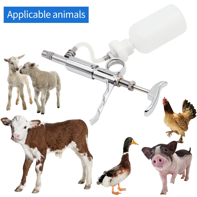 Livestock 0.5-5ml Automatic Continuous Syringe With Bottles Vaccination Metal Multifunction For Pig Cattle Veterinary Equipment