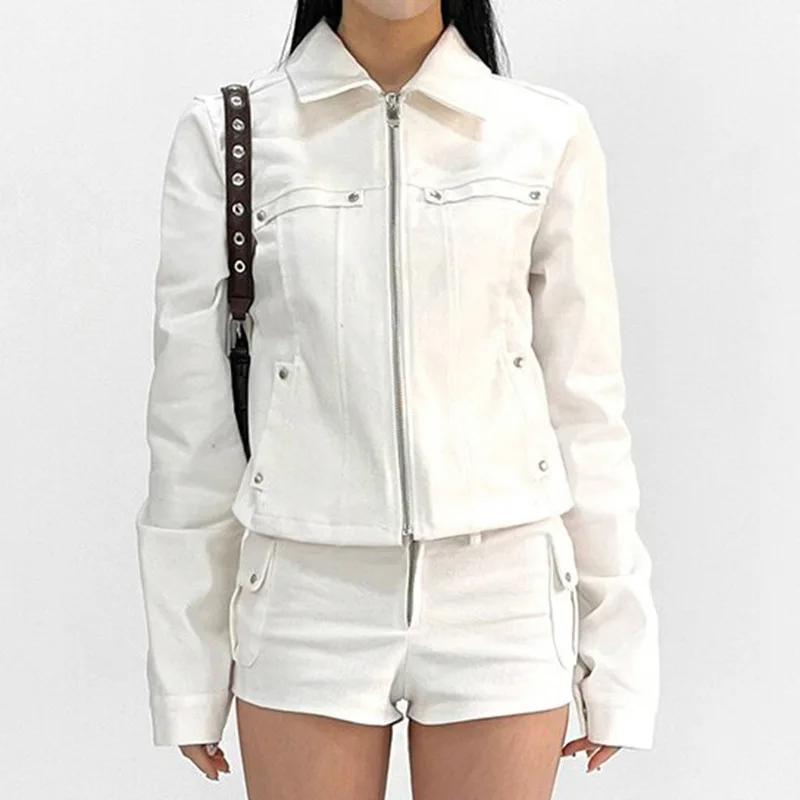 

Женская куртка в американском уличном стиле в стиле ретро с воротником-стойкой и карманом, облегающая осенне-зимняя верхняя одежда, рабочая одежда с узлом-бабочкой