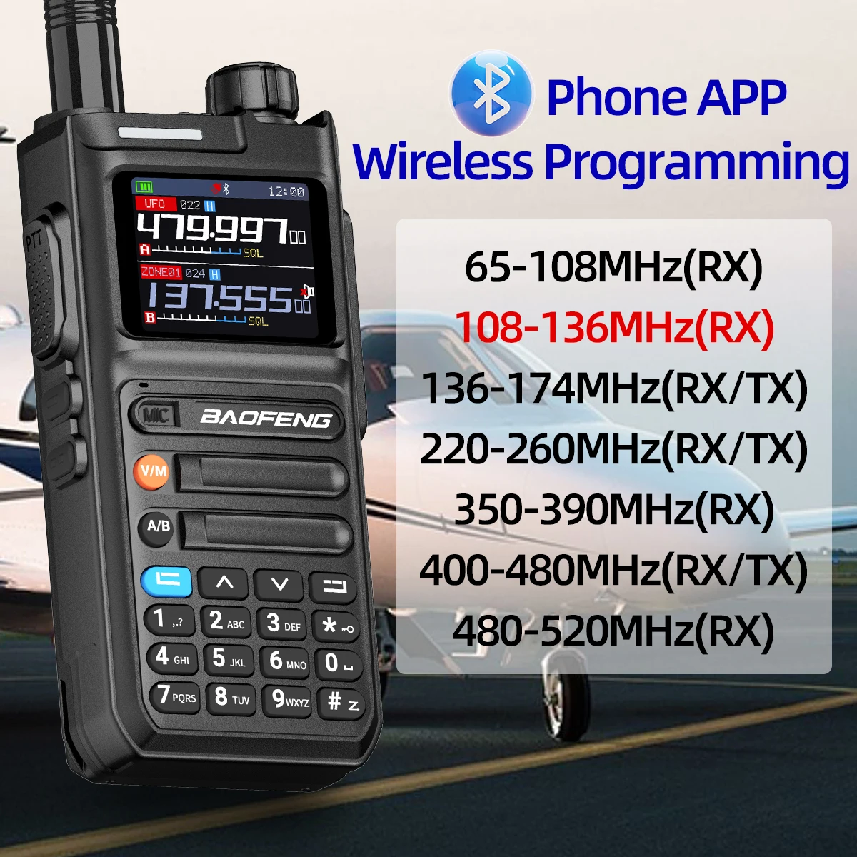 Baofeng AR26 Walkie Talkie Long Range GPS Phone APP Wireless Programming Air Band Recording Two Way Radio Type-C Charge