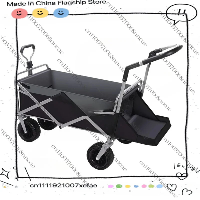

Outdoor camping cart Folding camping trolley Four-wheeled street vending camping cart Extended beach shopping