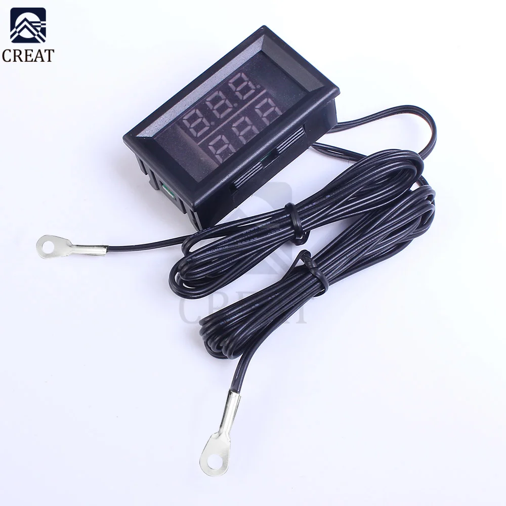 DC 4V-48V Digital LED Thermometer Waterproof Temperature Sensor Meter Detector Tester for Car Indoor Baby Bath Incubator