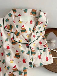 Natal pj conjunto feminino outono homewear mangas compridas botão pijamas calças conjuntos de pijama kawaii y2k meninas pijamas