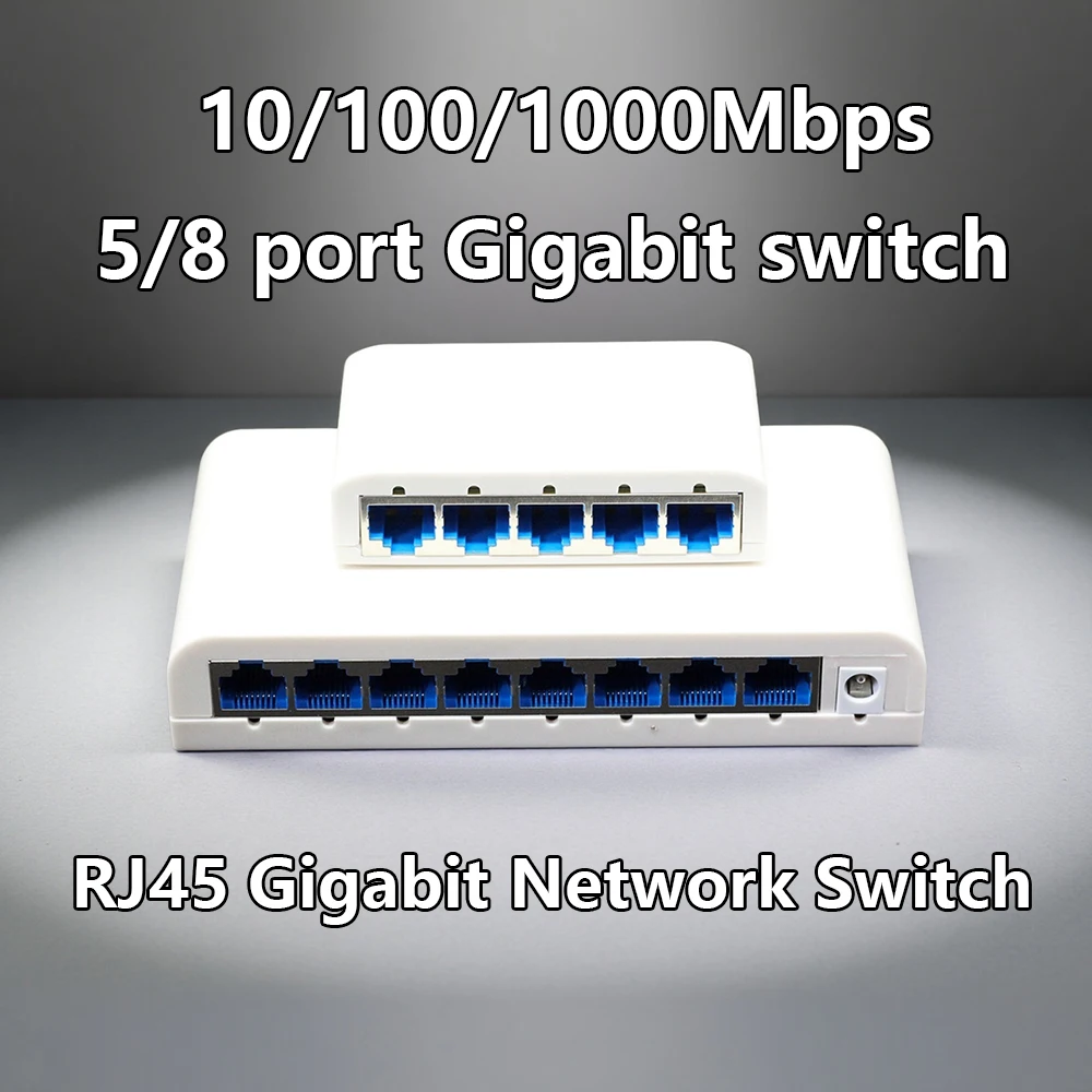 

5-портовые/8-портовые гигабитные сетевые коммутаторы, быстрые переключатели 10/100/1000 Мбит/с, подходят для глобальных офисных компьютеров