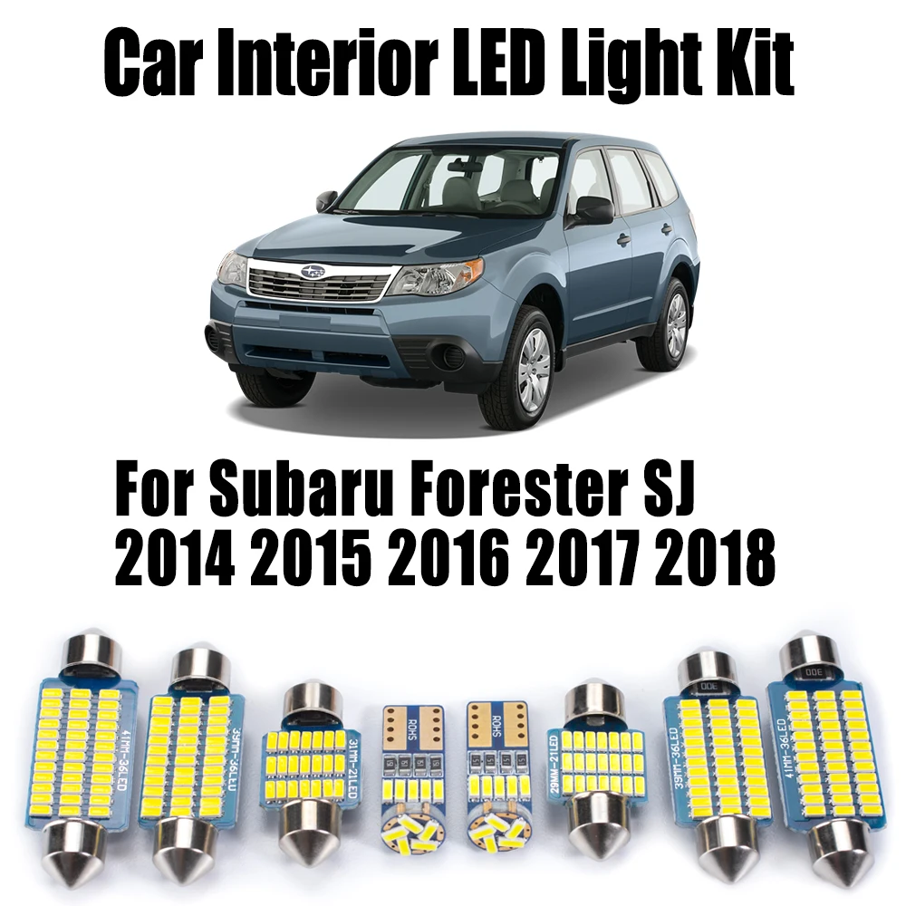 10Pcs LED Interior Trunk Number Plate Map Door Reading Light Kit For Subaru Forester SJ 2014 2015 2016 2017 2018 Car Accessories
