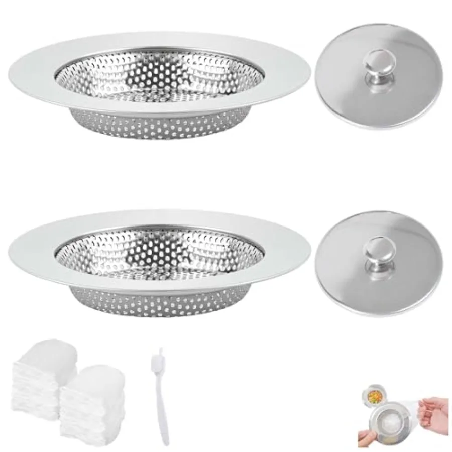 

2 Pack Sourdough Sink Catcher Drain Covers 4.5" Universal Sink Strainer Kitchen Drain Stainl Steel Sink Food Catcher Upgrade An