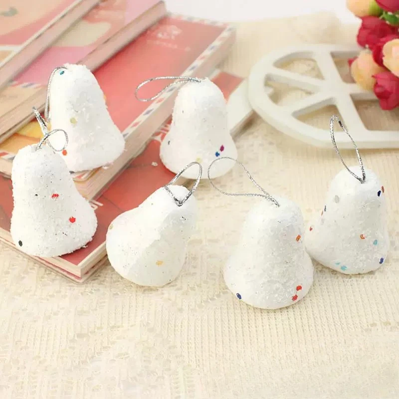 6Pcs Foam Snow Bell Pendant Decor Set Festival Accessory For Christmas Tree Shop Window Household Scene Arrangement Props