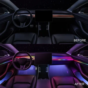 अल्फा रोमियो फिएट 500 परिवेश प्रकाश के लिए चमकदार एलईडी वाहन आंतरिक लाइट बार 64s रंग क्रोमेटिक डिस्प्ले ऐप के साथ 10 best sales एलईडी फिएट 500 - №4