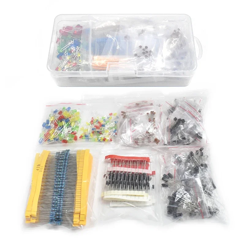 

Assortment Kit Metal Film Resistor Led Diodes Electrolytic Capacitor Ceramic Set Transistor Pack Diy Electronic Components Kits