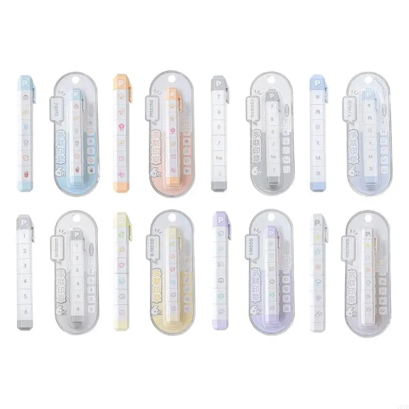  Manual Rotating Scrapbooking Stamp with Detachable Stamping Ends for Journals, Planners, Calendars, and Cards Making