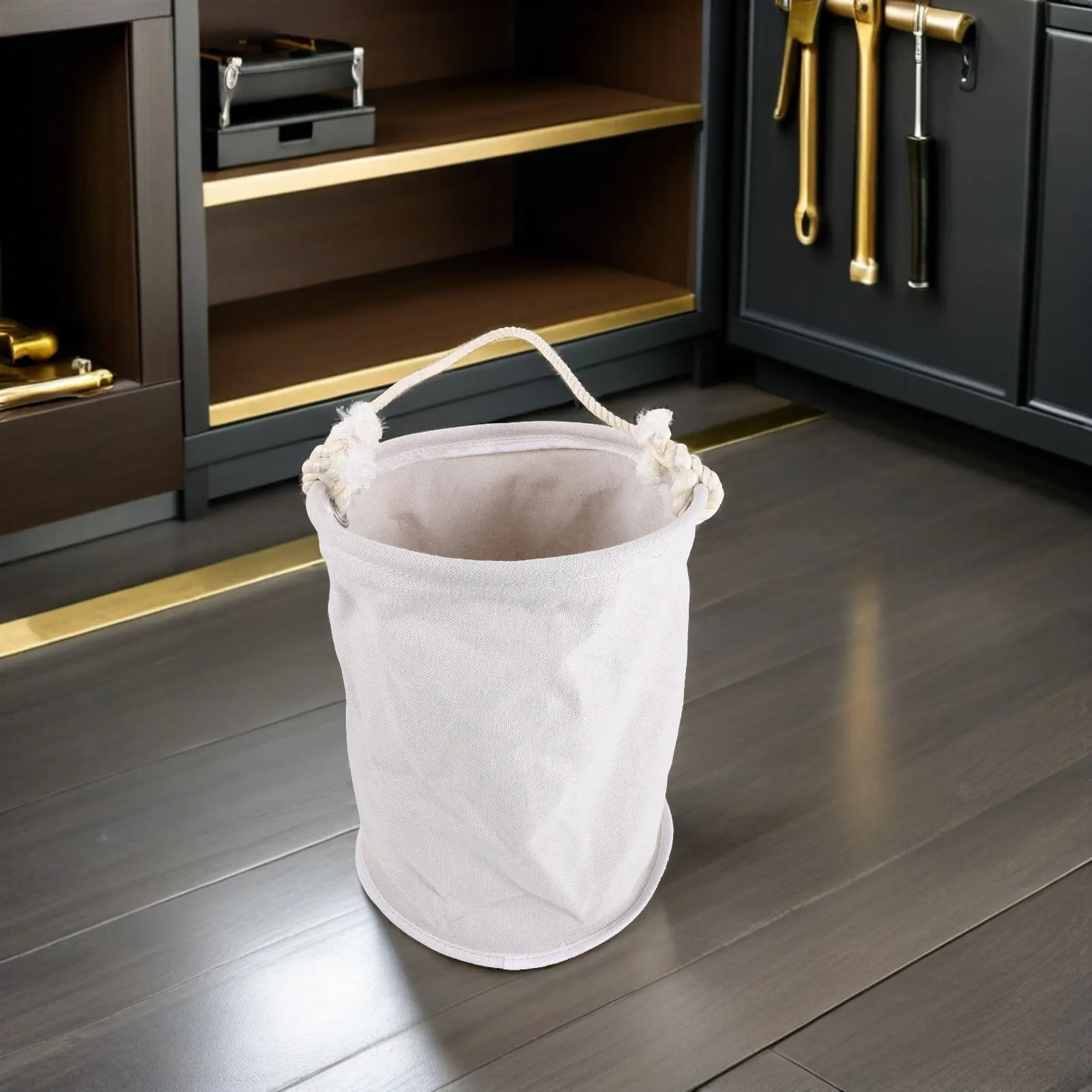 Electrician Tool Bag Canvas Bucket Organizer Heavy Duty Cylindrical Design Rope Handle Hanging Tool Bucket Repair Maintenance