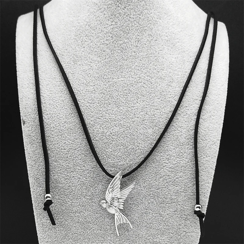 Frühling Schwalbe Hoffnung Vögel Anhänger Halskette Für Frauen Mädchen Edelstahl Silber Farbe Spezielle Kette Weibliche Schmuck Geschenke – Detail 8
