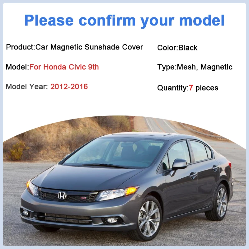 Full Coverage Mesh Sunshade For Honda Civic 9th 2012 2013 2014 2015 2016 Anti-UV Heat Insulation Sunscreen Visor Car Accessories