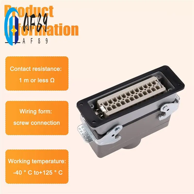 

AF89-Rectangular H24B-He-024-1 Heavy Duty Connectors Power 24 Pin Cores Line 16A 500V Screw Feet Aviation Plug Socket