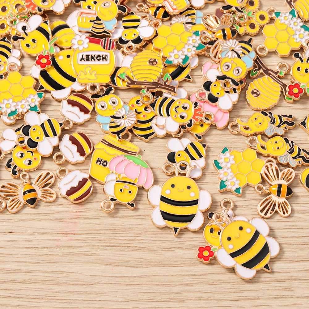Tusember 20pcs Enamel Cartoon Bee Pendants Cute Honey Bee Charms for Necklaces Earrings Bracelets Jewelry Making Craft - view 4