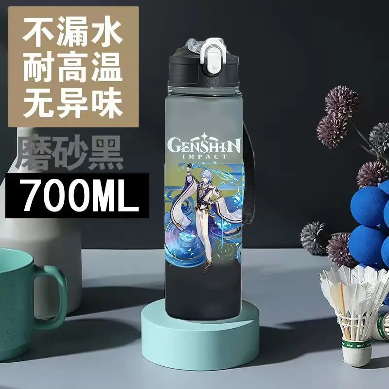 Anime Cartoon Genshin Impact Zhongli Hu Tao Sports Water Cup Y2K Summer New Portable Plastic Water Cup Outdoor Anti Fall Kettle