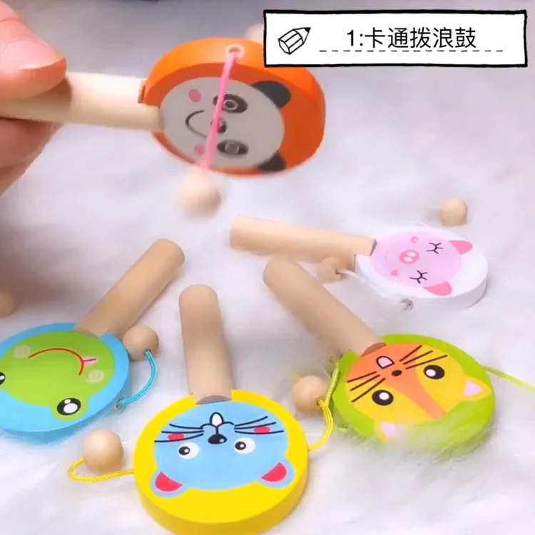 เด็กการ์ตูนไม้ Rattle กลองจับ Clapping Castanets สําหรับทารกเครื่องดนตรีก่อนวัยเรียนของเล่นเพื่อการศึกษา Early