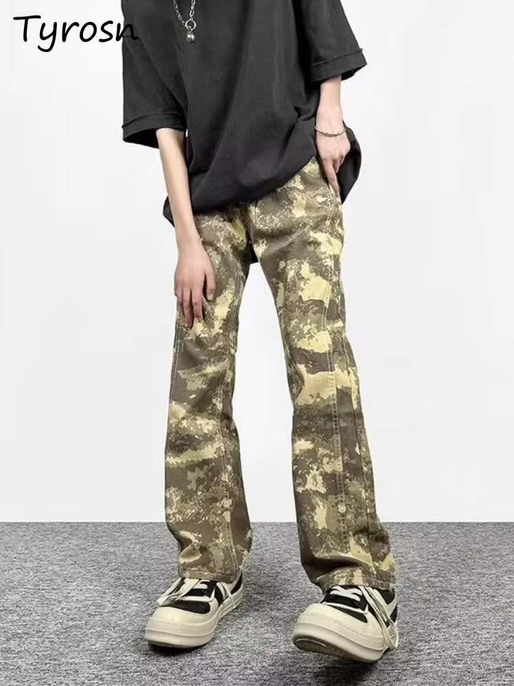 

Camouflage Jeans Women Trendy European Style Street Casual High-end Slender Loose Straight Zipper Trousers Cool Girl Personality
