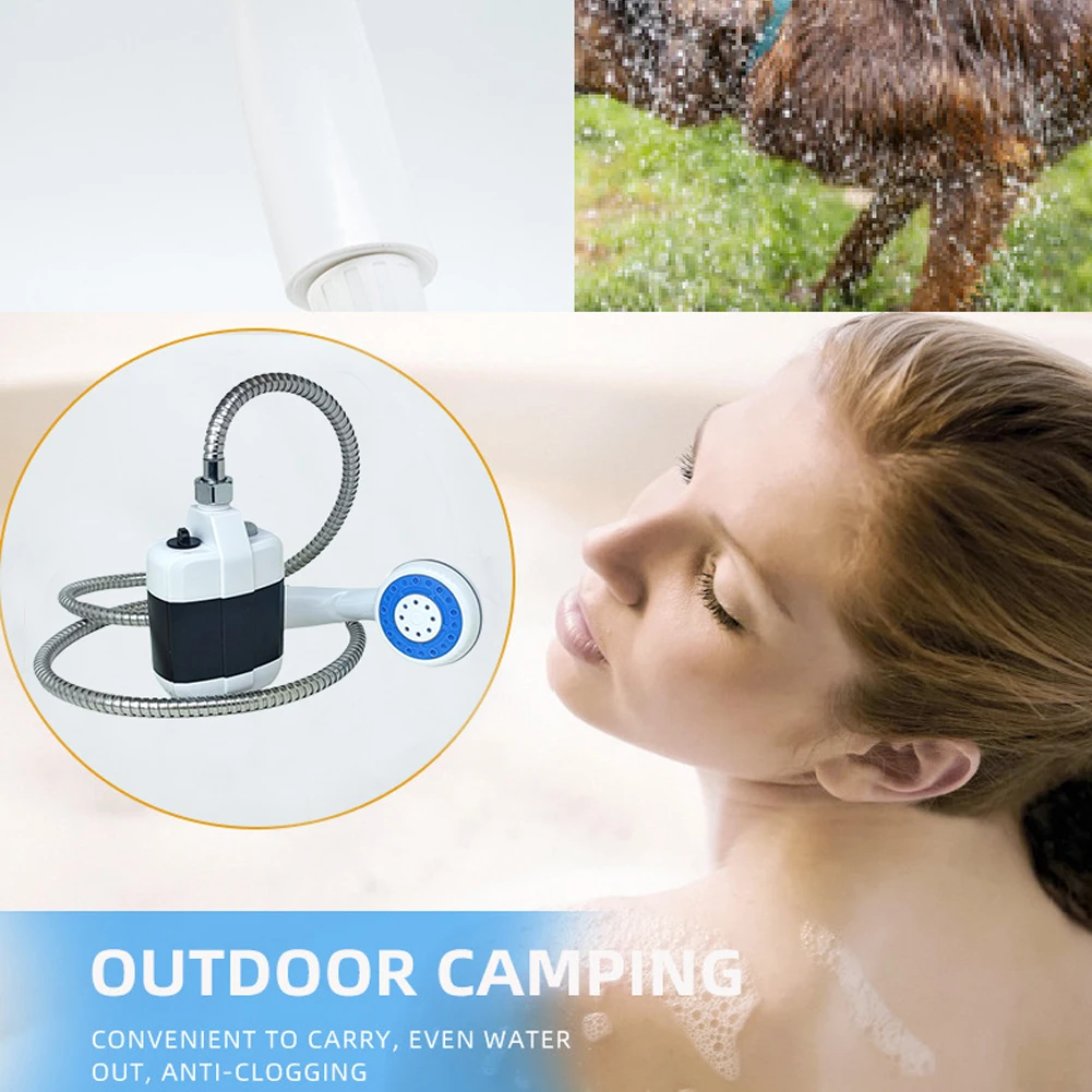 

Портативный электрический душ для кемпинга, перезаряжаемый уличный походный душевой насос для пеших прогулок, пляжа, путешествий, ванны для домашних животных, автомойки