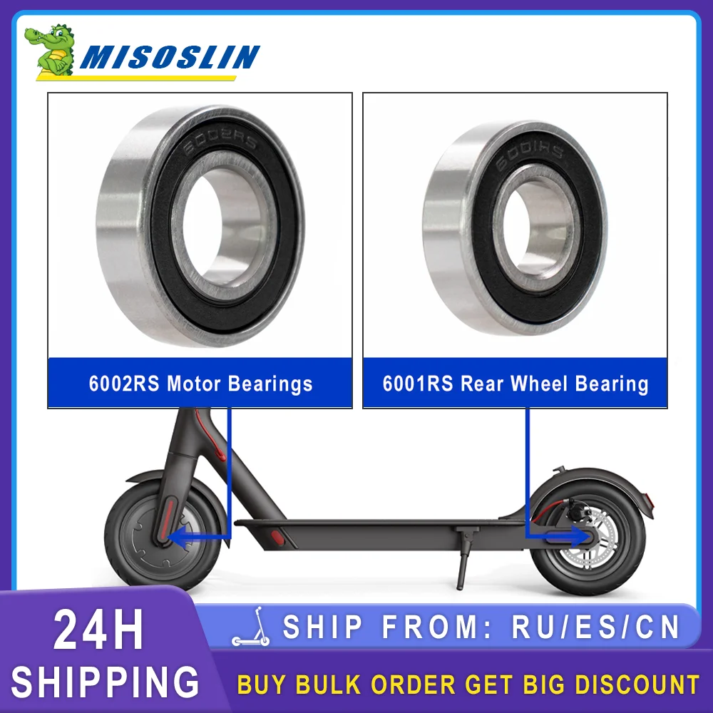 High Speed Precision 6001RS Rear Wheel Hub Ball Bearings 6002RS Front Motor Tyre Bearing For Xiaomi M365 Pro 1S Electric Scooter