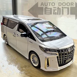 Toyota Alphard MPV-Diecast brinquedo modelo de carro de liga metálica, veículos de alta simulação, luz e som, presentes infantis, 1:18, novo