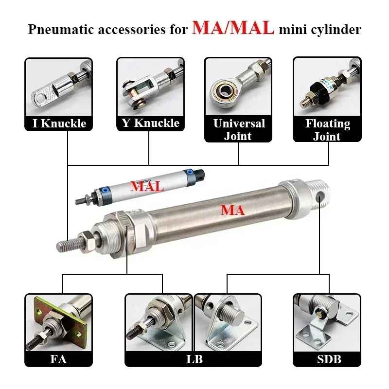LB/SDB/Y/I/FA/F/U Joint Fitting Mounting Bracket For MA MAL16 20 25 32 40mm Mini Cylinder Accessories