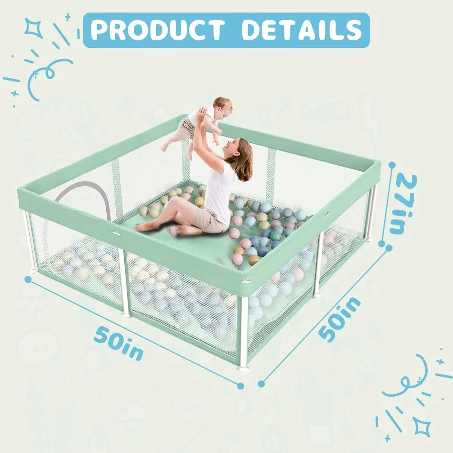 Box pieghevole per bambini con tappetino 50×50 Penna da gioco pieghevole per neonati e bambini piccoli Penna da gioco di sicurezza per interni ed esterni Gioco portatile