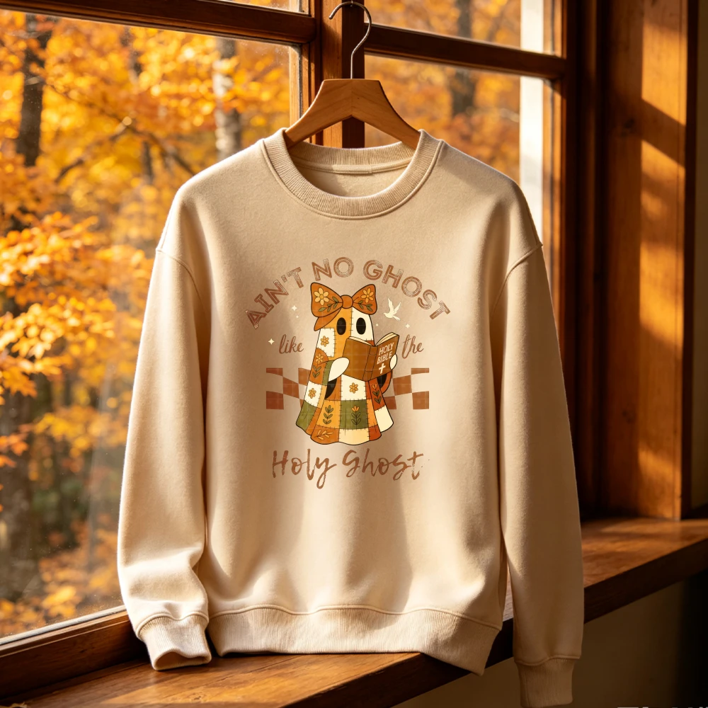 Christian Ain't No Ghost Like The Holy Ghost Crewneck Sweatshirt Bibel-Grafik Pullover Unisex Damen Herren Herbst Geschenk Oberteil Gemütlich