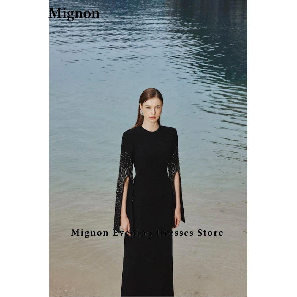 Mignon-Modern Slit Sleeves Style A Line Crepe Beading Vestido de noite, vestido de baile de luxo, vestidos para eventos especiais