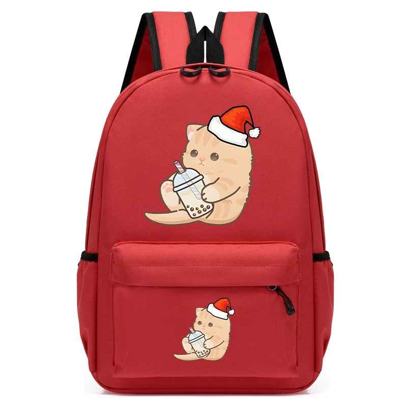 Anime Cartoon Schoolbag para crianças, Boba Kitten, Bubble Tea, Kindergarten Backpack, Back to School Bookbag