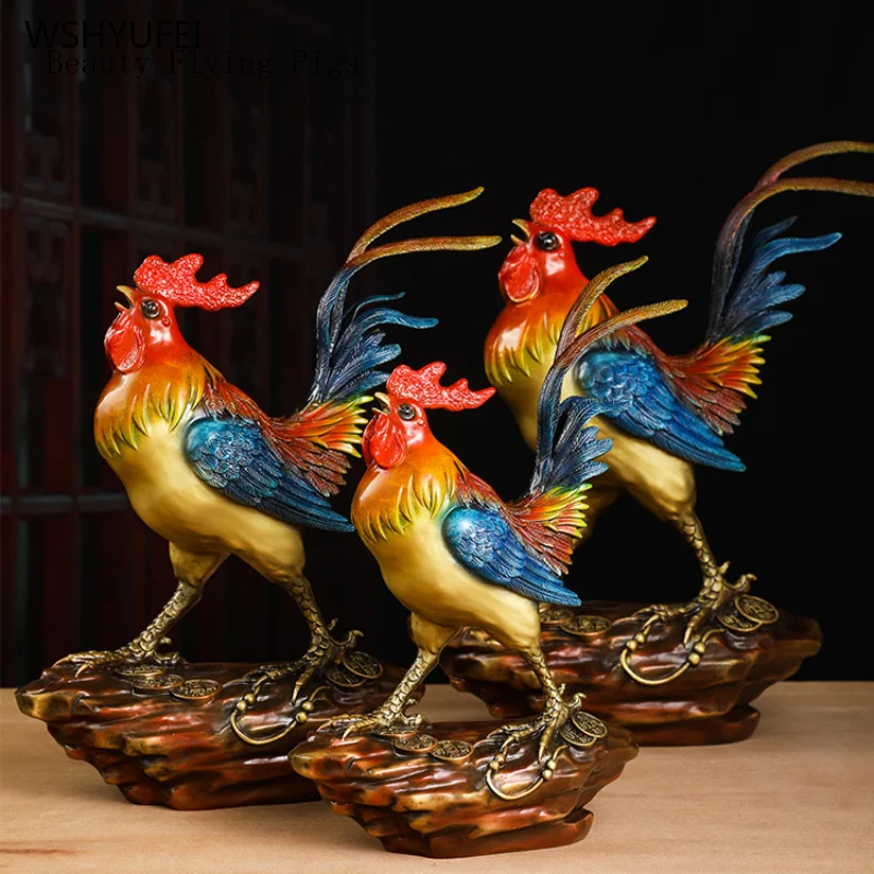 1PCS Metal Golden Rooster Decoration Home Living Room Office Rooster Lucky Crafts metal figurine