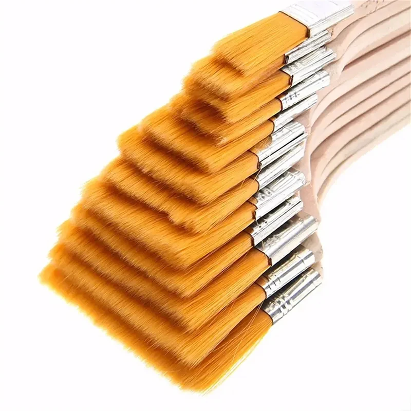 

Art Brushes 12Pcs Nylon Paint Brush Set High Quality Synthetic Bristles for Acrylic Oil Watercolor Drawing and Art Supplies