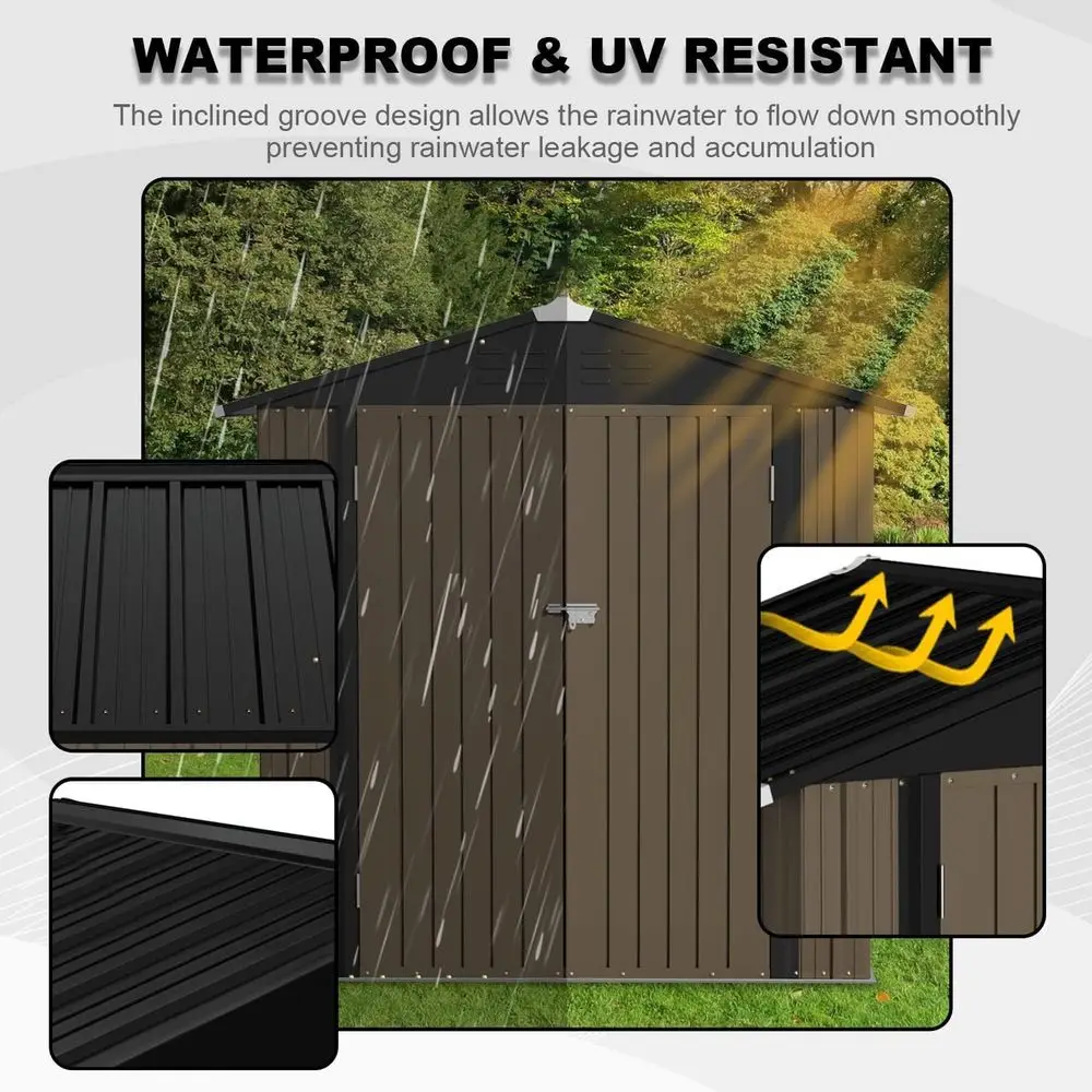 Metal Outdoor Storage Shed 6 x 4 T Metal Shed with Lockable Door,Waterproo Garden Tool Shed Storage House or Backyard Patio Lawn view 4