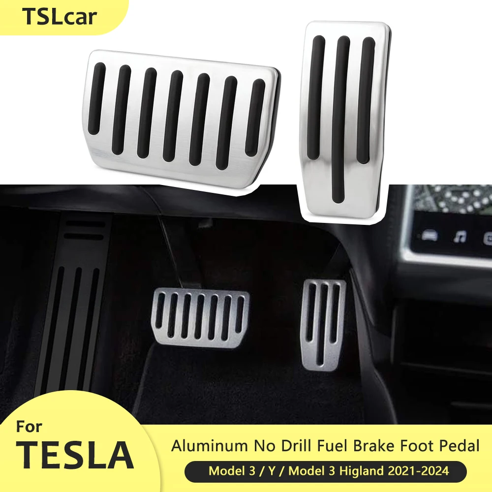 For Tesla Model Y Model 3 2021-2024 Model 3 Highland No Drill Fuel Brake Foot Pedal Accelerator Brake Pedal Anti Slip Rest Cover