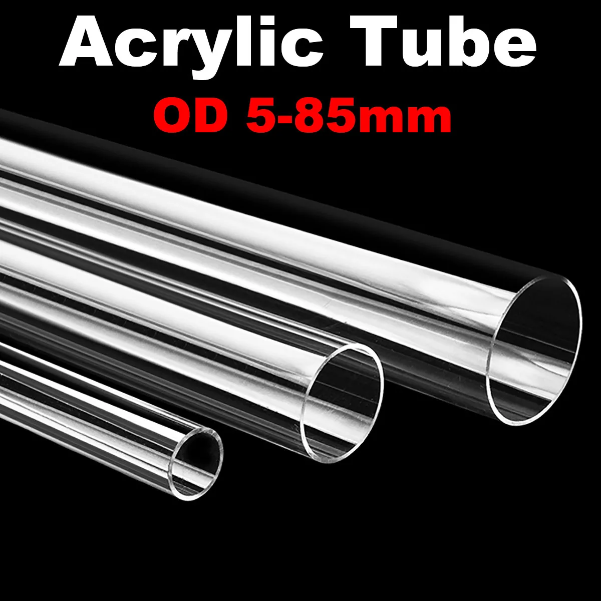 Acrylic Tube ID3-81mm OD5-85mm High Transparent Organic Glass Pipe Length 50cm Fish Tank Aquarium Garden irrigation Pipe Fitting