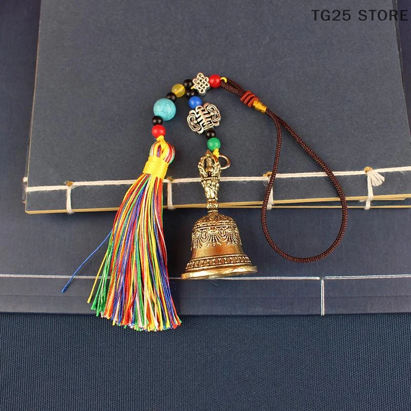 1 قطعة جرس النحاس الرجعية الرياح الدقات النحاس الحرف يموت الصب سقوط الرياح الدقات التبتية البرونزية جرس أفكار النحاس جرس قلادة #2