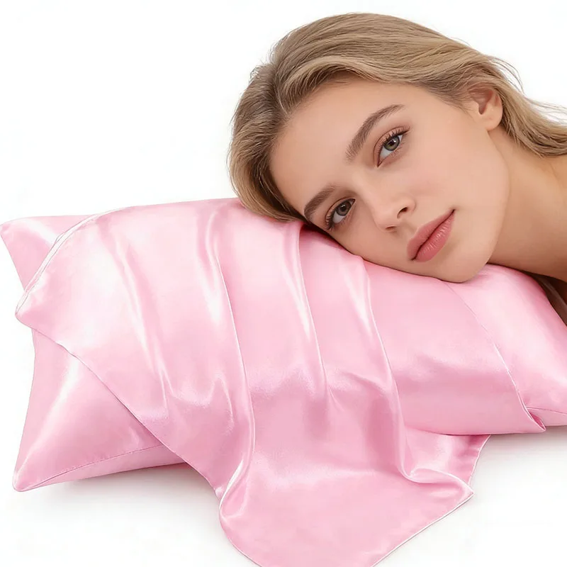 Pure Emulation Silk Satin Pillowcase Soft Hair Beauty Pillow Cover For Bed Sleep Pillow Case Home Decor Queen