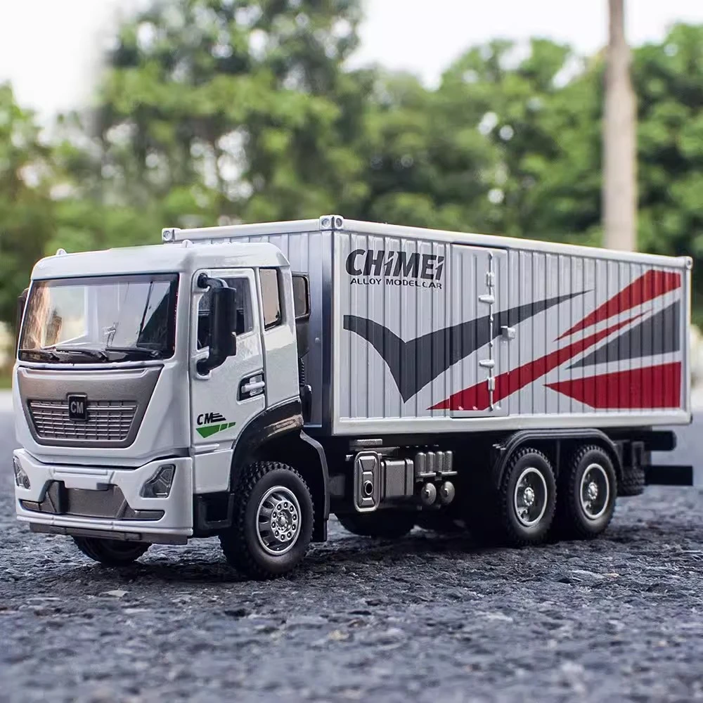 1/32 Car Model Toys Alloy Diecast Container Transport Truck Models Sound Light Pull Back Simulation Kid Toys Collection Gifts