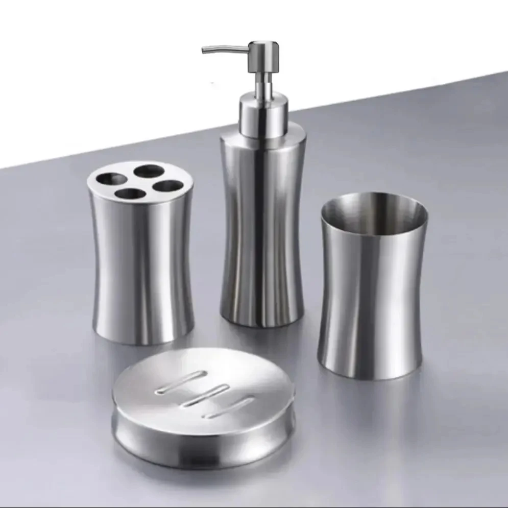 304 Stainless Steel Home Appliance Toothbrush Cup Soap Dish Liquid Soap Dispensor, Bathroom Accessories