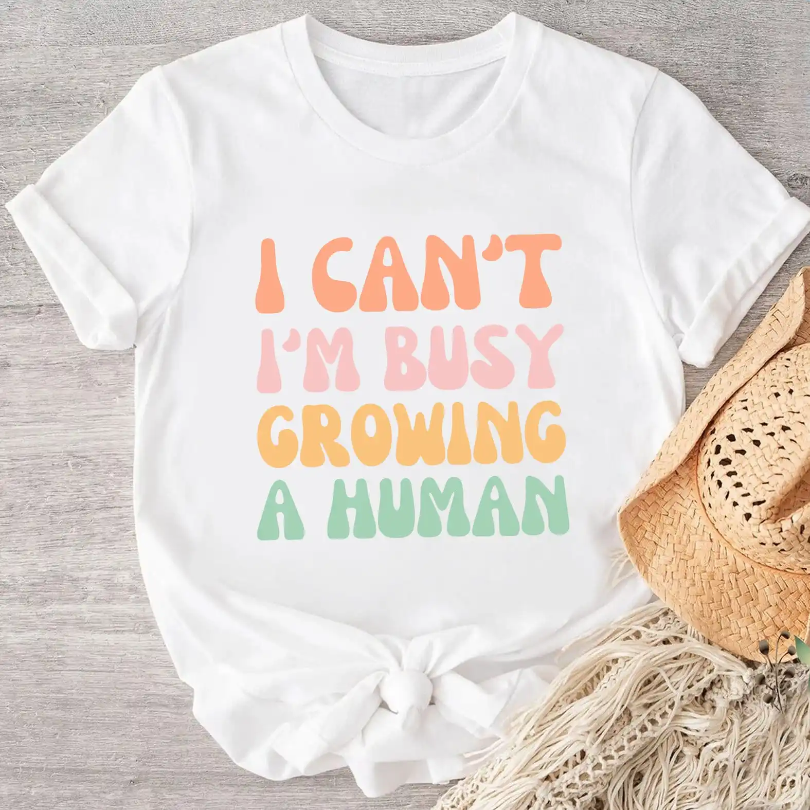 I Can'T Am Busy Growing A Human Cute Pregnancy T Shirt Pregnant S Baby Announcement Reveal Funny