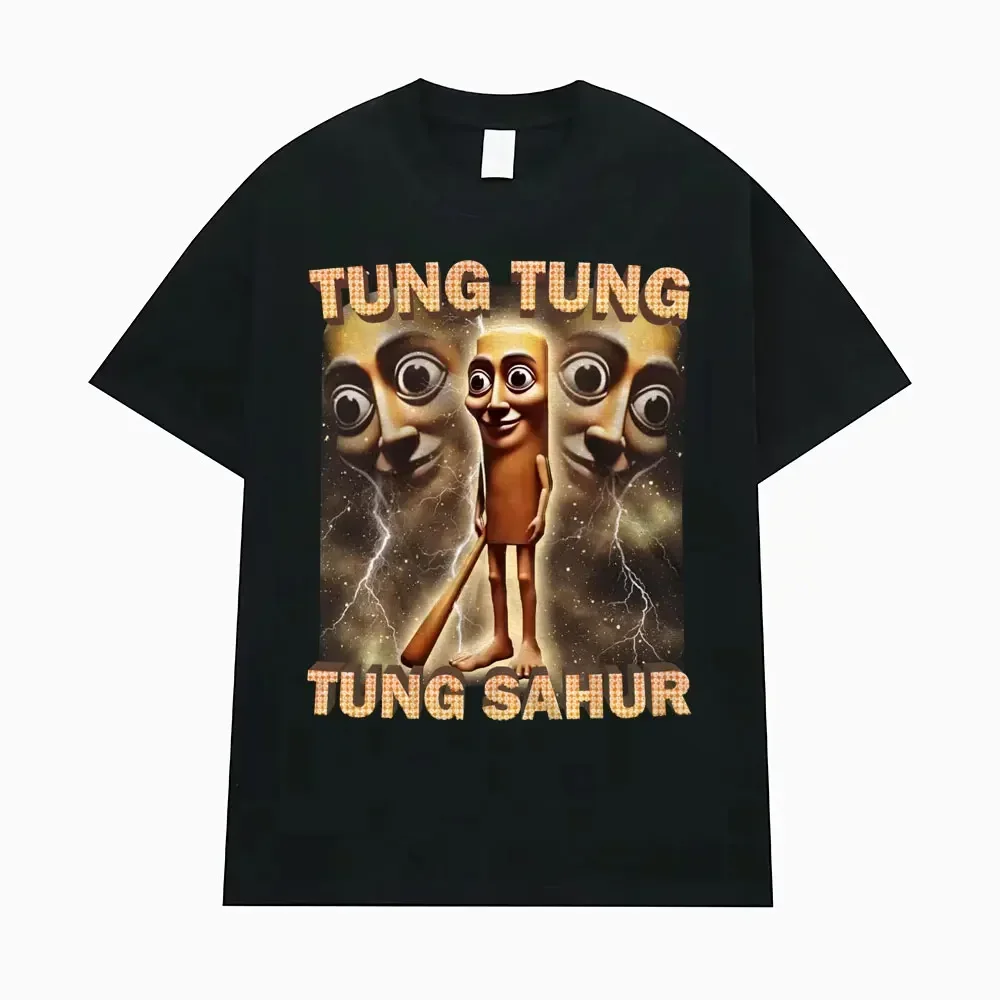 

Tung Tung Sahur Funny Baseball Bat Meme T-Shirt Men's Fashion Humor Style Summer 100% Cotton Loose Breathable Short Sleeve Tee