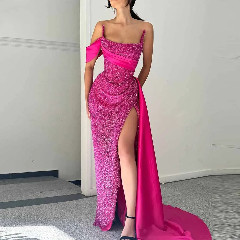 

Chic Women Ceremony Dresses Lace Sheath/Column Celebrity Dress Fuchsia Strapless Draped Draped Special Occasion Dresses Long