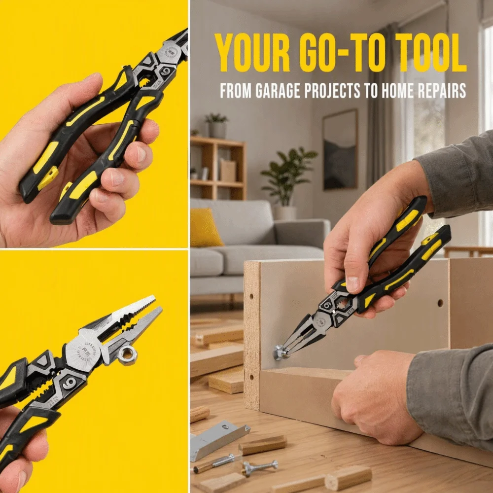9-Inch Length Tiger Clamp Pliers Alloy Steel Material Multi-Functional Needle Nose Pliers Wire Stripping Capability