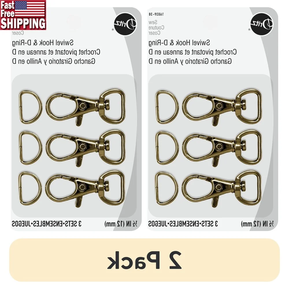 

2 Pack Antique Swivel Hook with D-Ring Key Chains Crafts Outdoor Gear Detachable Hooks 3 Sets Included