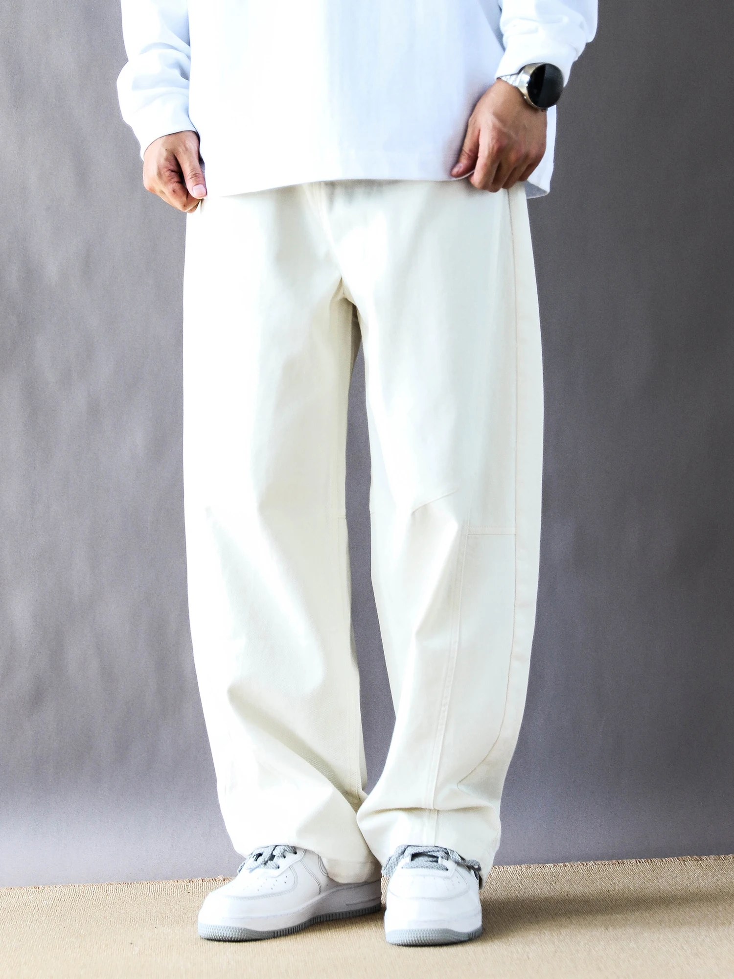 

Мужские повседневные брюки в японском ретро-стиле, прямые, свободного кроя, для весны и осени, в американском уличном стиле, белые рабочие брюки