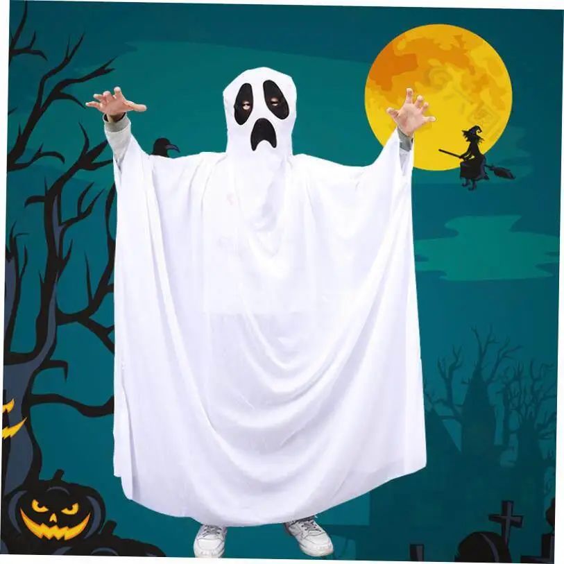 

loween Ghost Cloak Funny Par Costume Children Adult Lightweight Drapey Fabric Ideal for Stage Performances And Parties